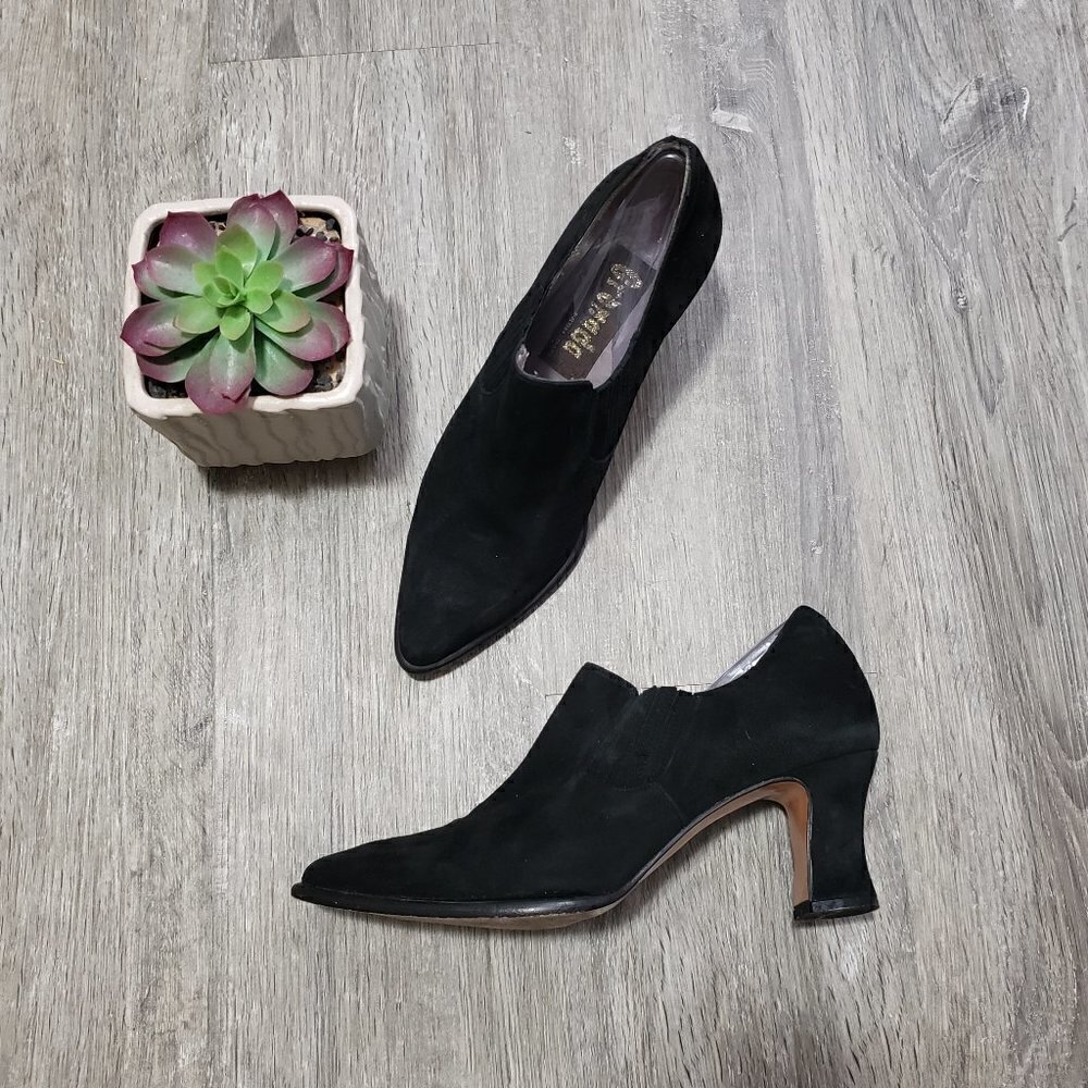 Ingledews * Vintage Black Suede Ankle Shoe Sz 7.5